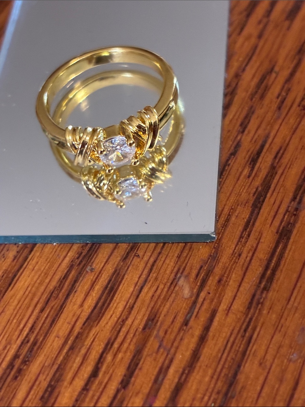 Gold Bridal Cocktail Ring with Clear Stone